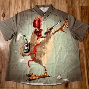 NWT MENS BUTTON DOWN T-SHIRT